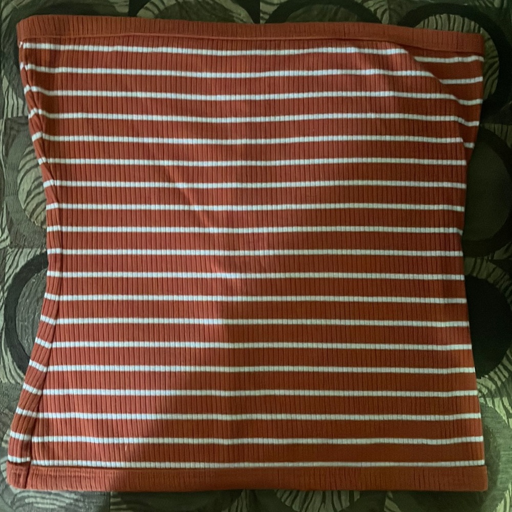 Orange and White Striped Tube Top